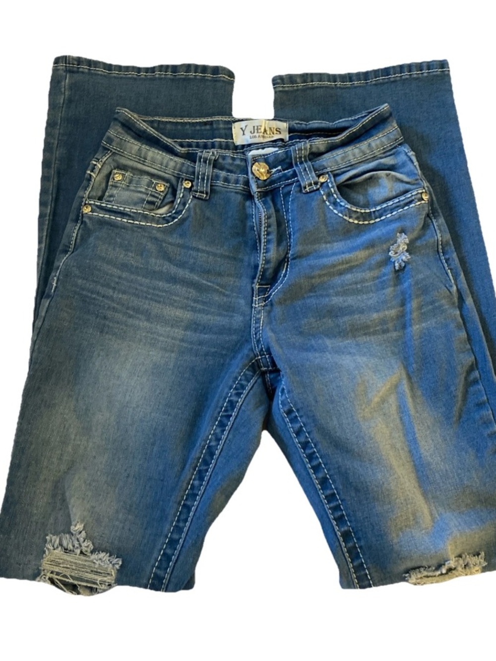 Women's Distressed Boyfriend Jeans - Blue